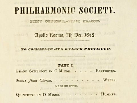 NY Phil Program from the First Concert of the First Season - Dec 7, 1842